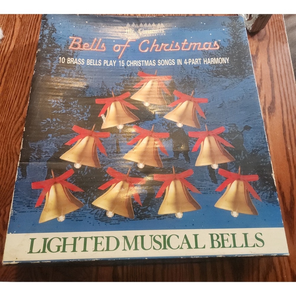 Vintage MR. CHRISTMAS Light Up Bells Of Christmas Plays 15 Carols With Box Works